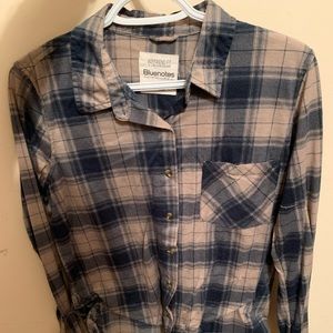 Bluenotes navy and pink plaid flannel